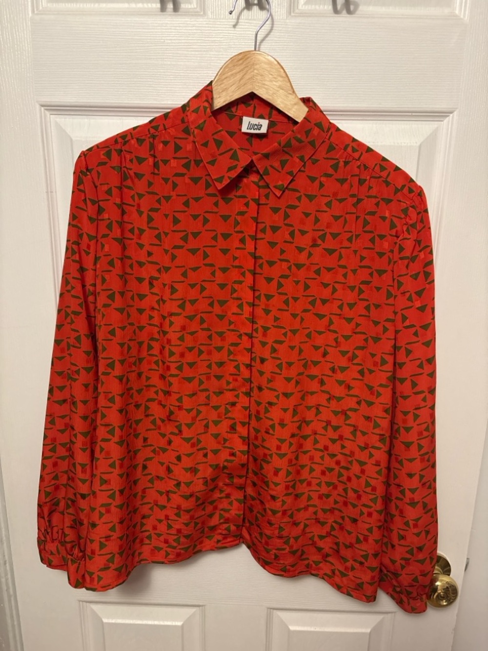 Lucia Orange Red Geometric Print Blouse